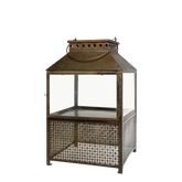 Lanterne m. mønster, H53/L34/B34 cm antique messing